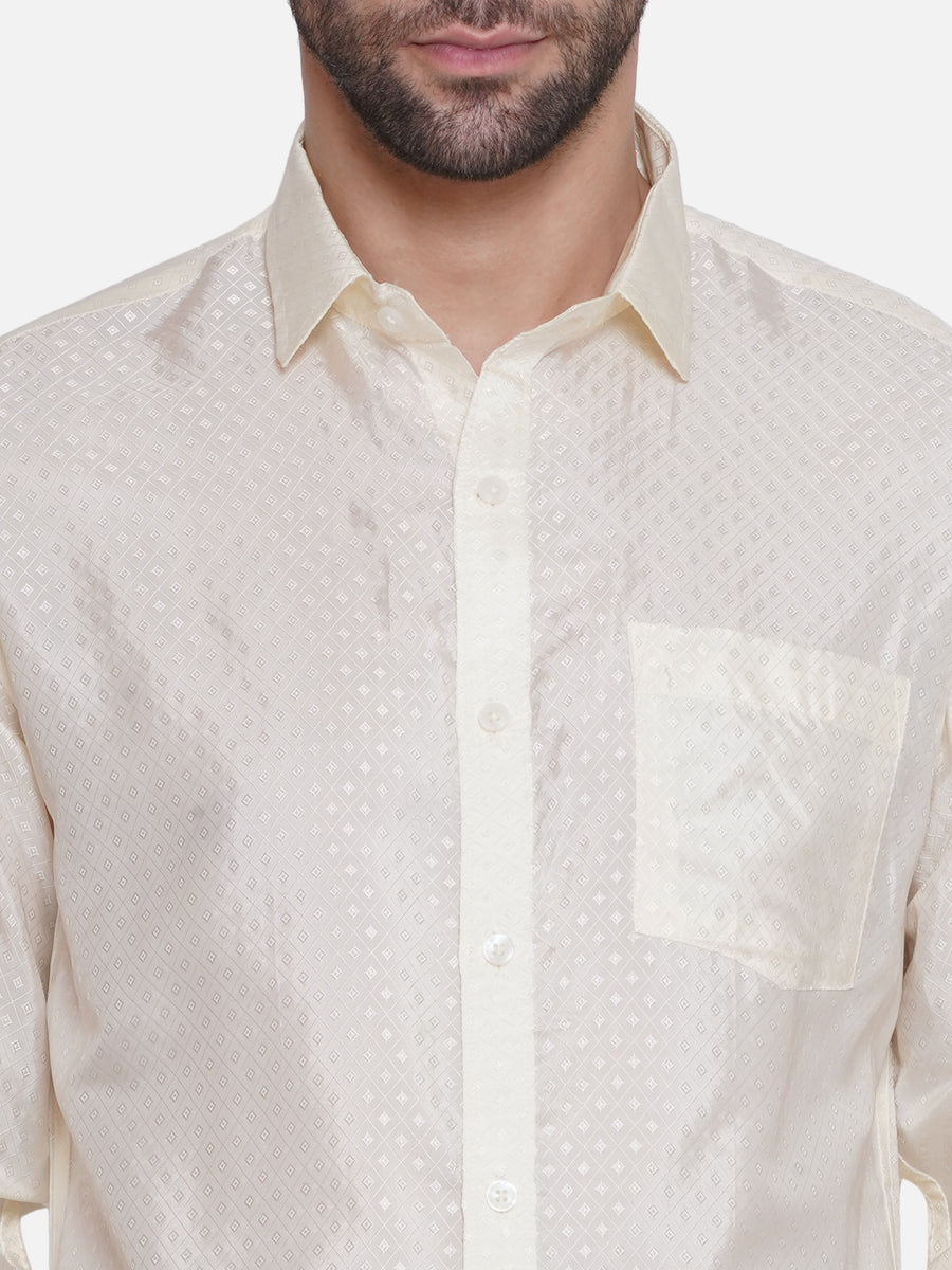 Sethukrishna Mens Self Design Shirt Dhoti set