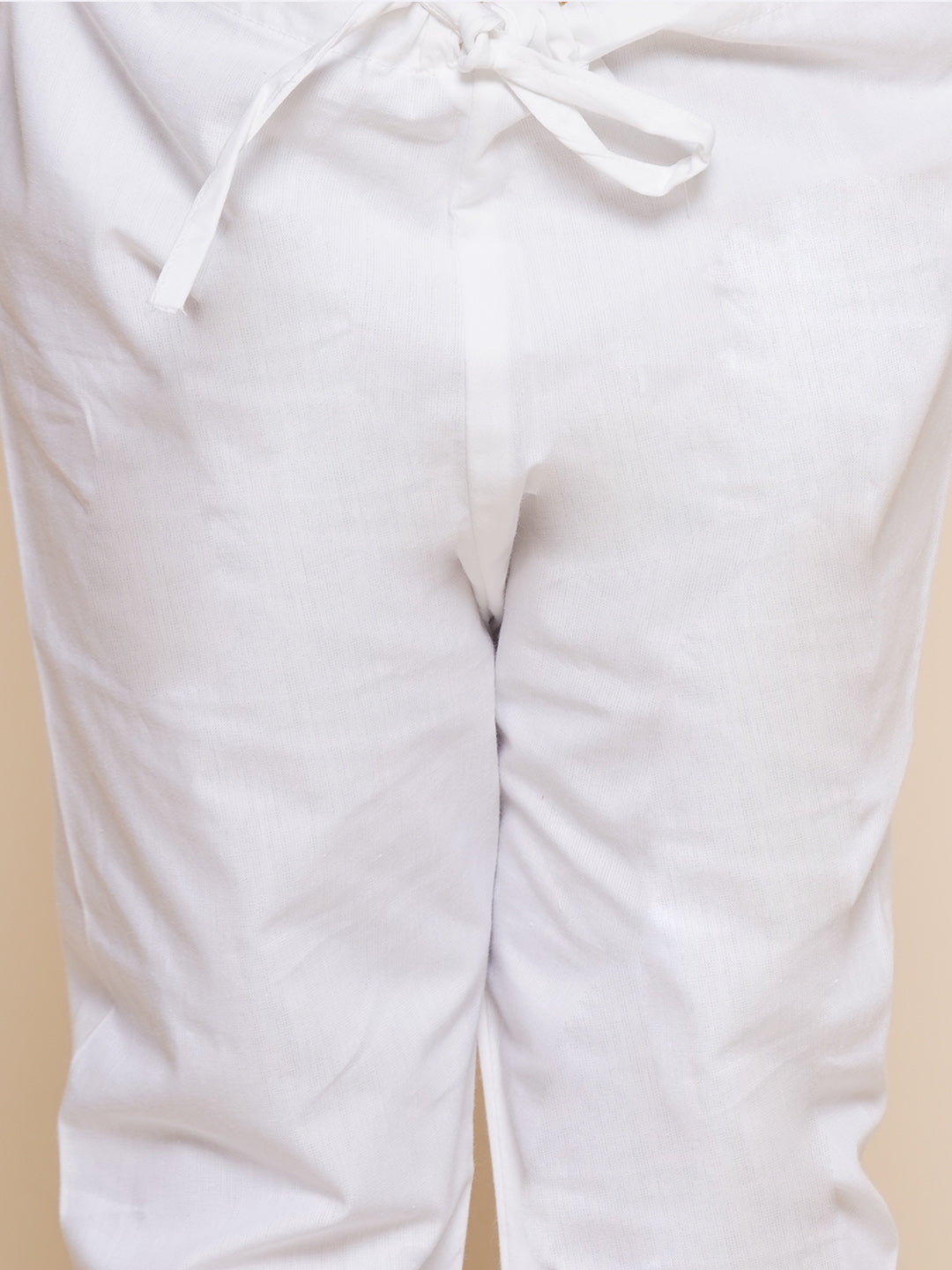 Boys White Colour Cotton Plain Pyjama