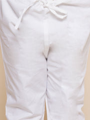 Boys White Colour Cotton Plain Pyjama
