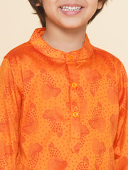 Boys Leaf Design Printed Kurta