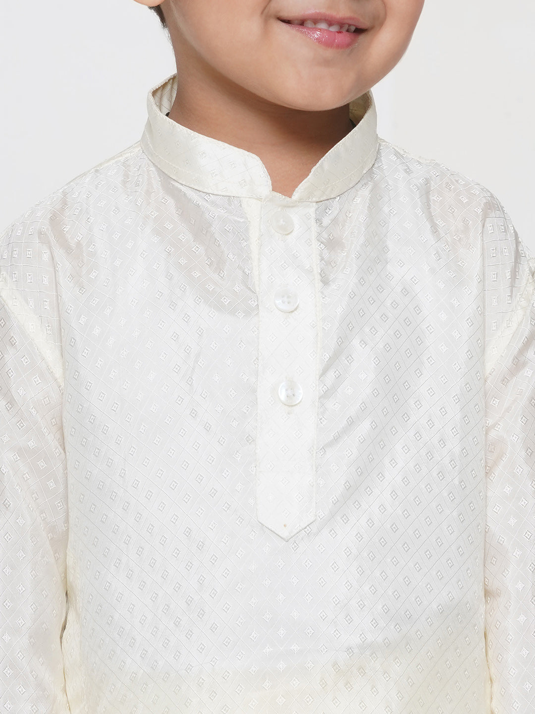 Boys Solid Colour Art Silk Self Design Kurta with Dhotipant