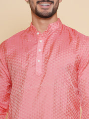 Mens Short Kurta with Embroidery Dhotipant