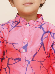 Boys Printed Kurta and Solid Dhotipant Set