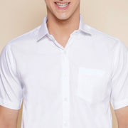 Men Premium Cotton White Half Sleeve Shirt