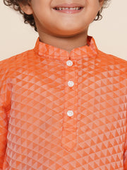 Boys Orange Colour Art Silk Kurta