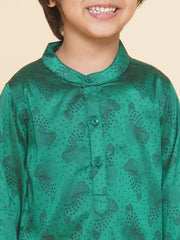 Boys Leaf Design Printed Kurta