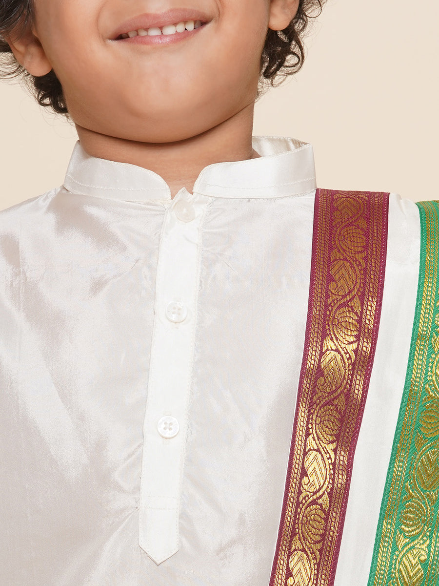 Sethukrishna Boys Printed Kurta and Dhotipant with Angavastram