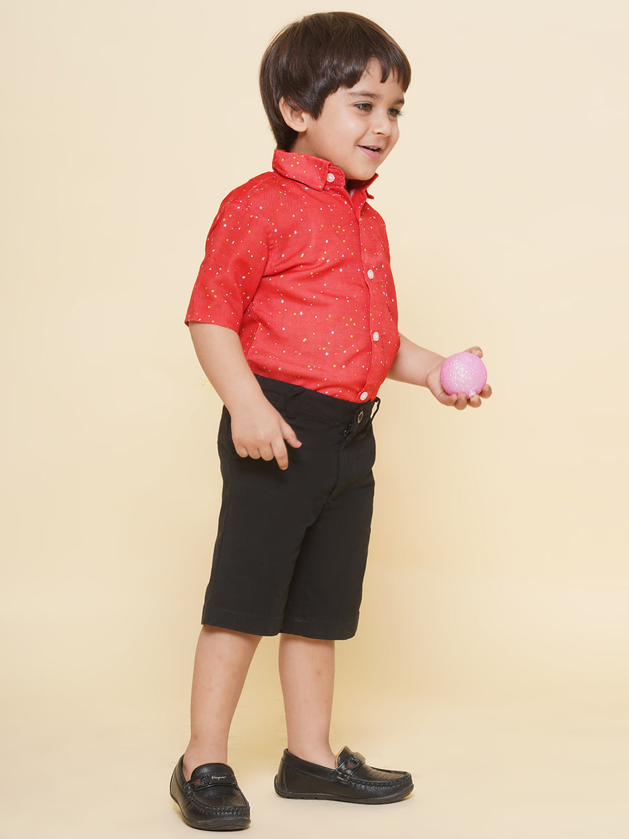 Boys Printed Christmas Red Shirts