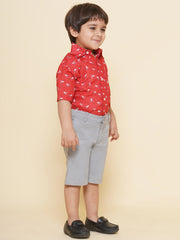 Boys Printed Christmas Red Shirts