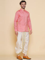 Mens Short Kurta with Embroidery Dhotipant