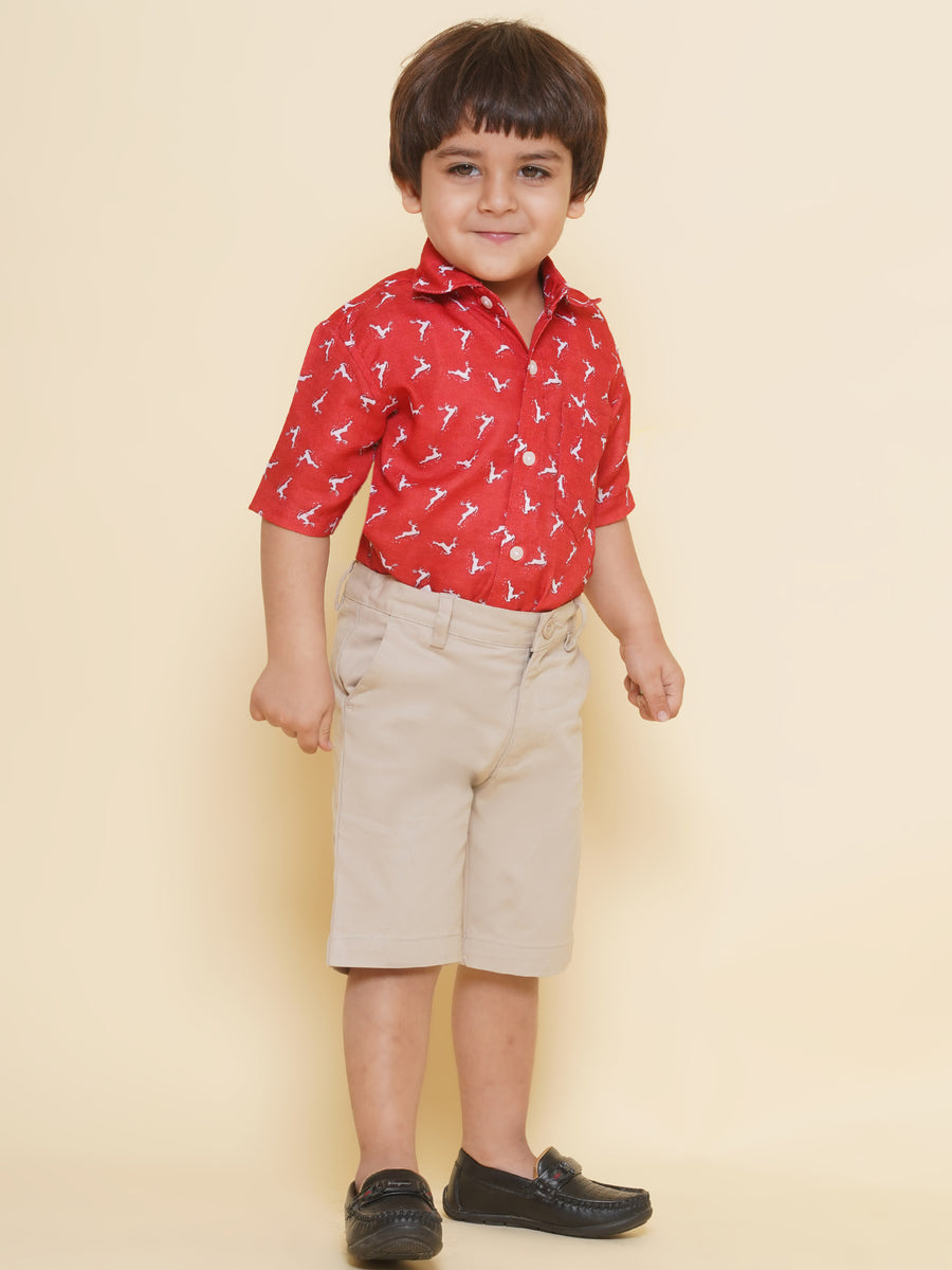 Boys Printed Christmas Red Shirts