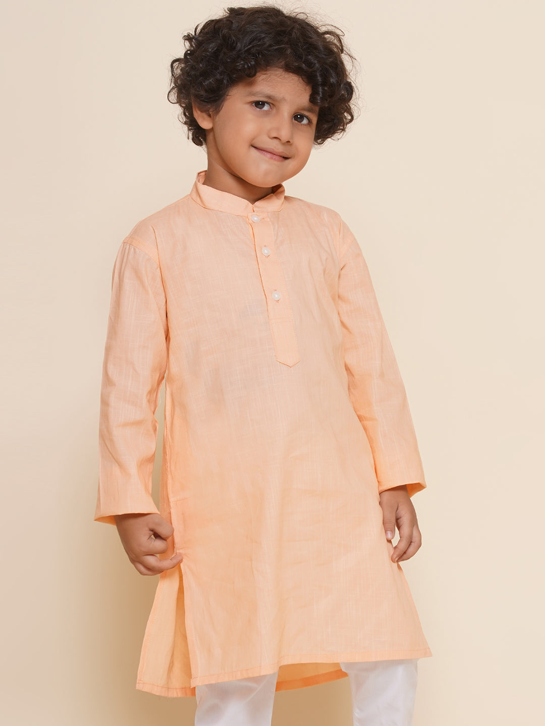 Boys Orange Colour Cotton Kurta