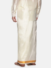 Men Art Silk Traditional Cream Colour Regular Dhoti