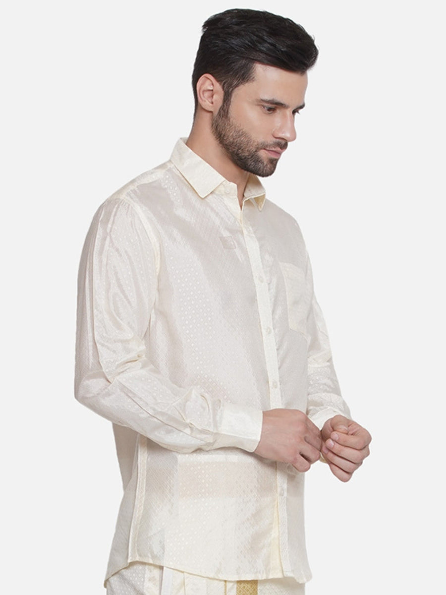 Sethukrishna Mens Solid Colour Self Design Shirt