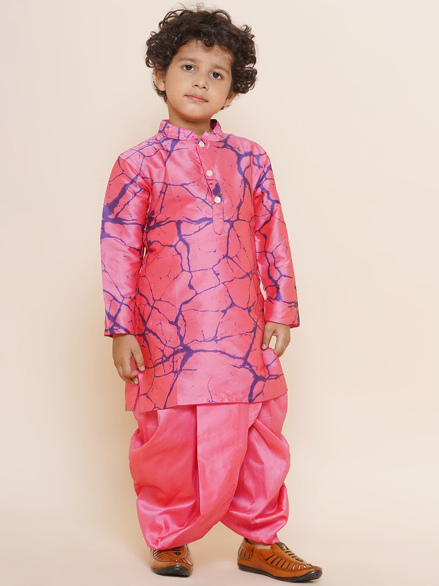 Boys Printed Kurta and Solid Dhotipant Set