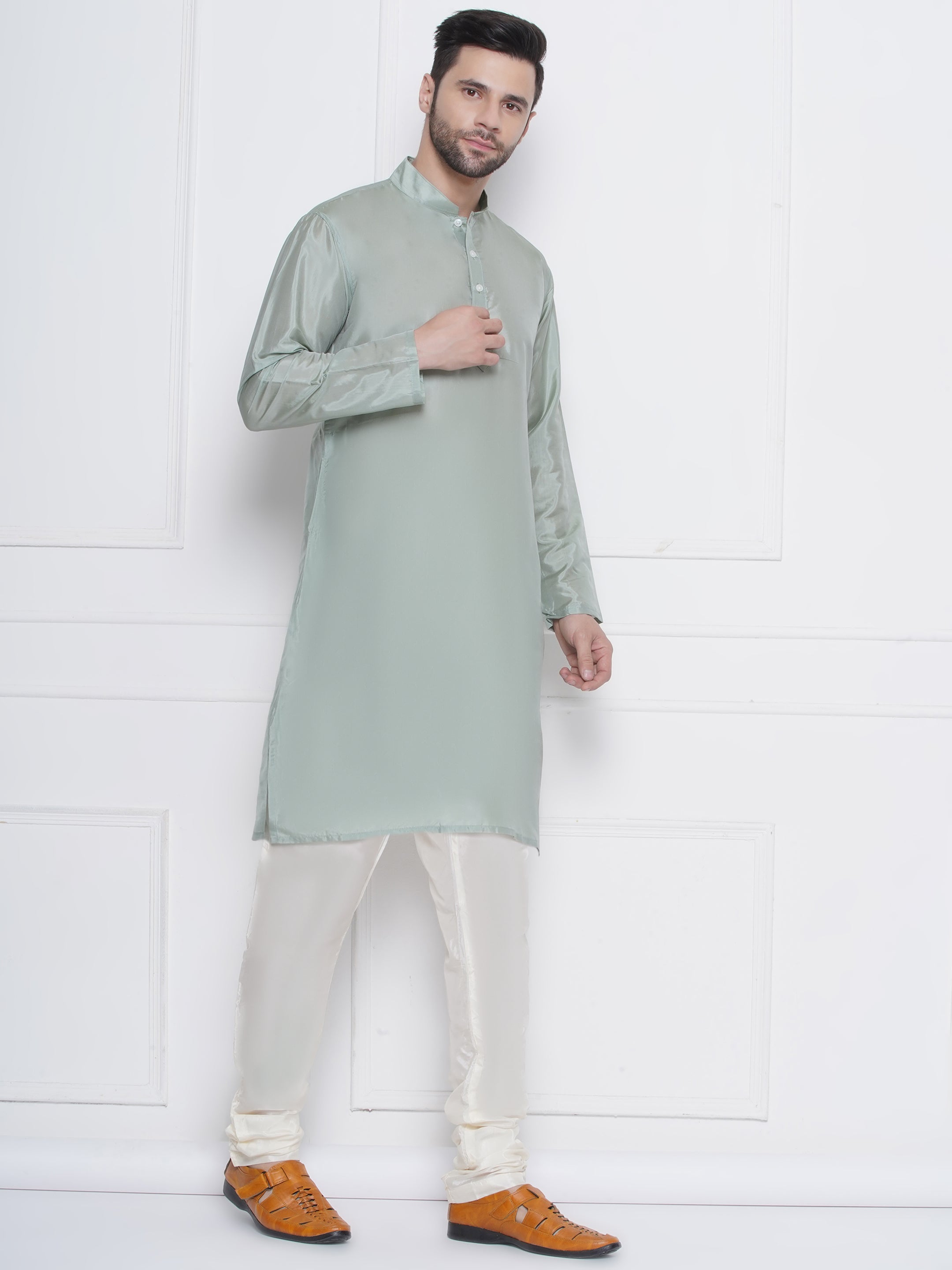 Sethukrishna Mens Solid Colour Kurta and Pyjama