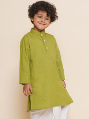Boys Green Colour Cotton Kurta