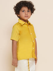 Boys Yellow Colour Polyester Shirt