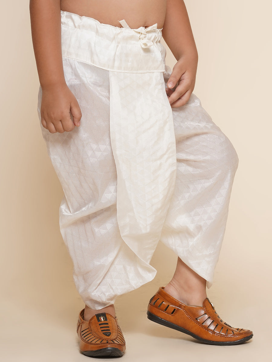Boys Cream Colour Self Design Dhotipant