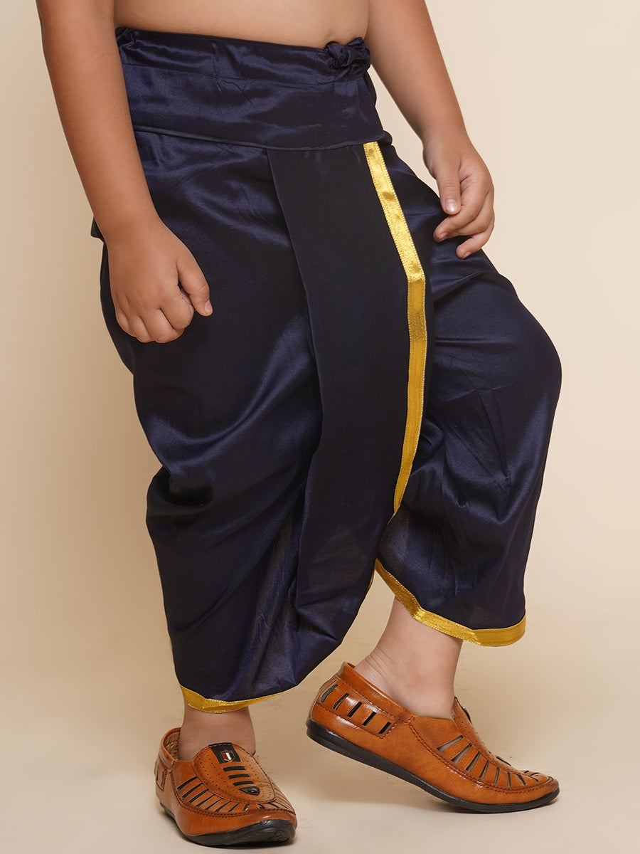 Boys Navy Blue Colour Gold Border Dhotipant