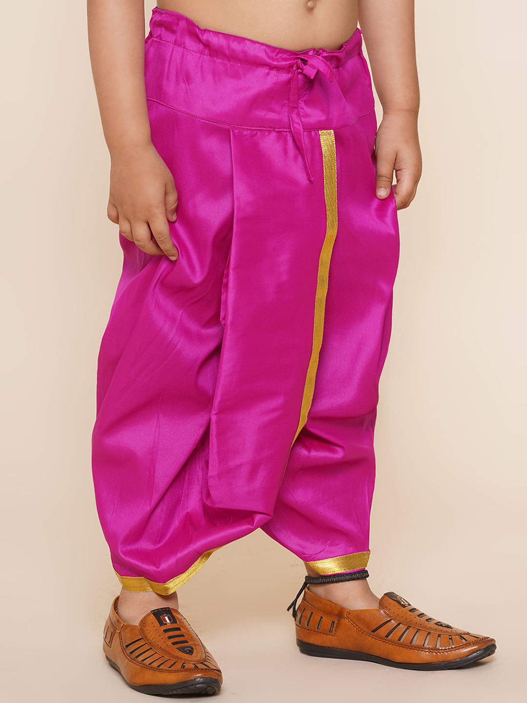 Boys Pink Colour Gold Border Dhotipant