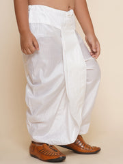Boys Solid White Colour Art Silk Dhoti Pant