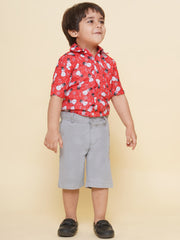 Boys Printed Christmas Red Shirts