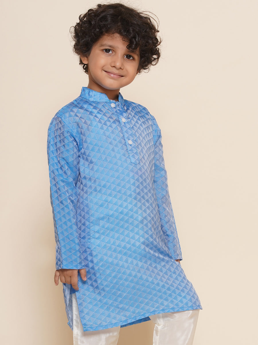 Boys Blue Colour Art Silk Kurta