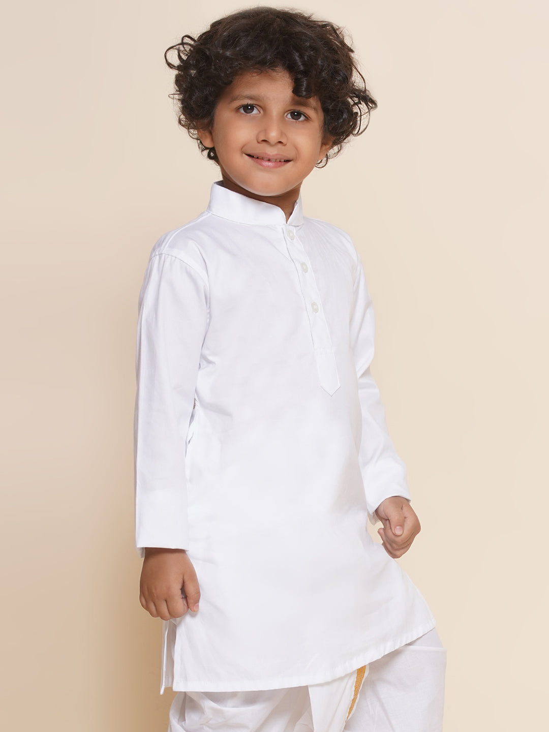 Boys White Colour Plain Cotton Kurta