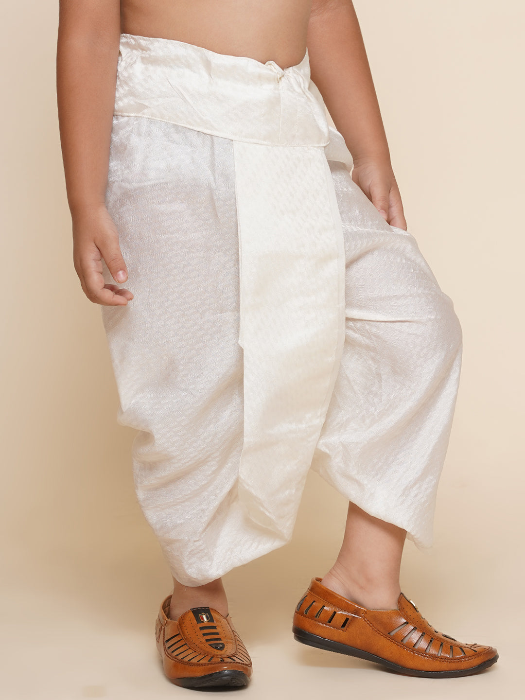 Boys Self Design Cream Colour Dhotipant