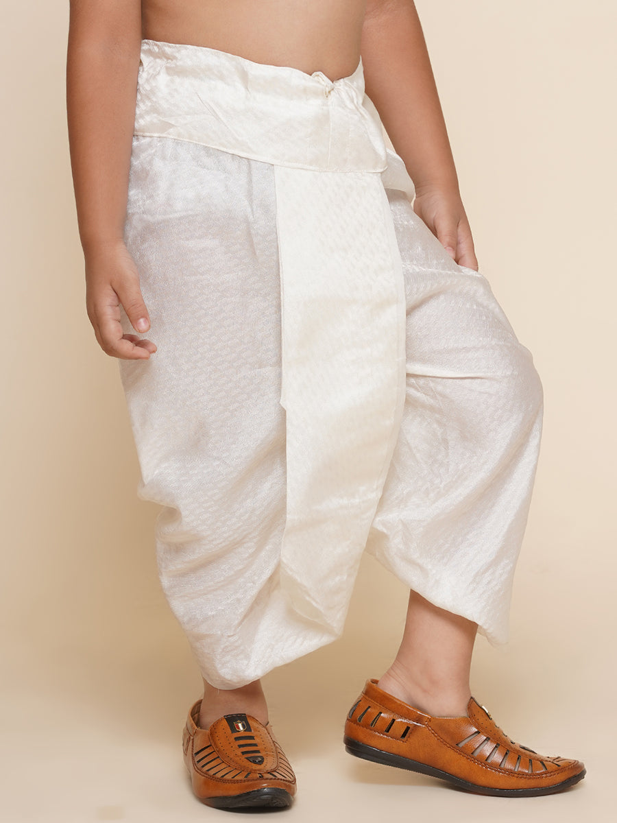 Boys Self Design Cream Colour Dhotipant