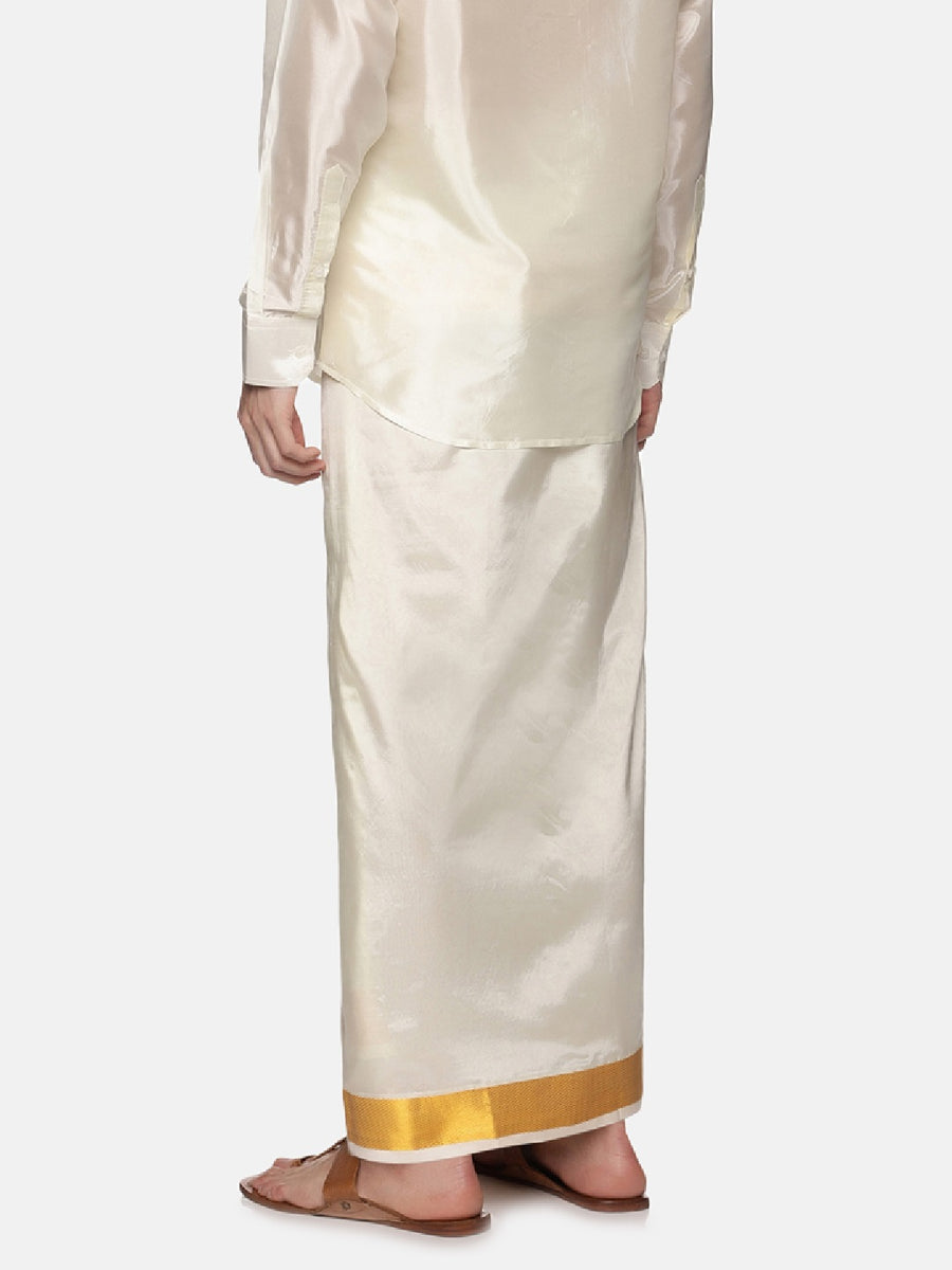 Men Art Silk Traditional Cream Colour Regular Dhoti