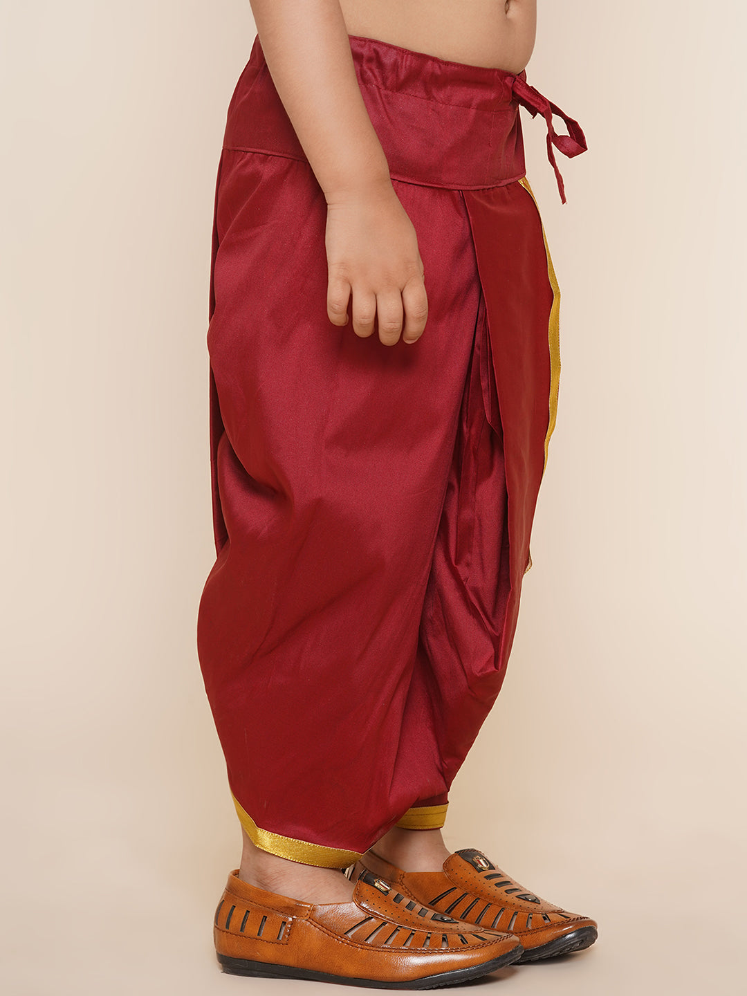 Boys Maroon Colour Gold Border Dhotipant