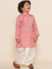 Boys Solid Colour Art Silk Kurta Dhoti Pant Set