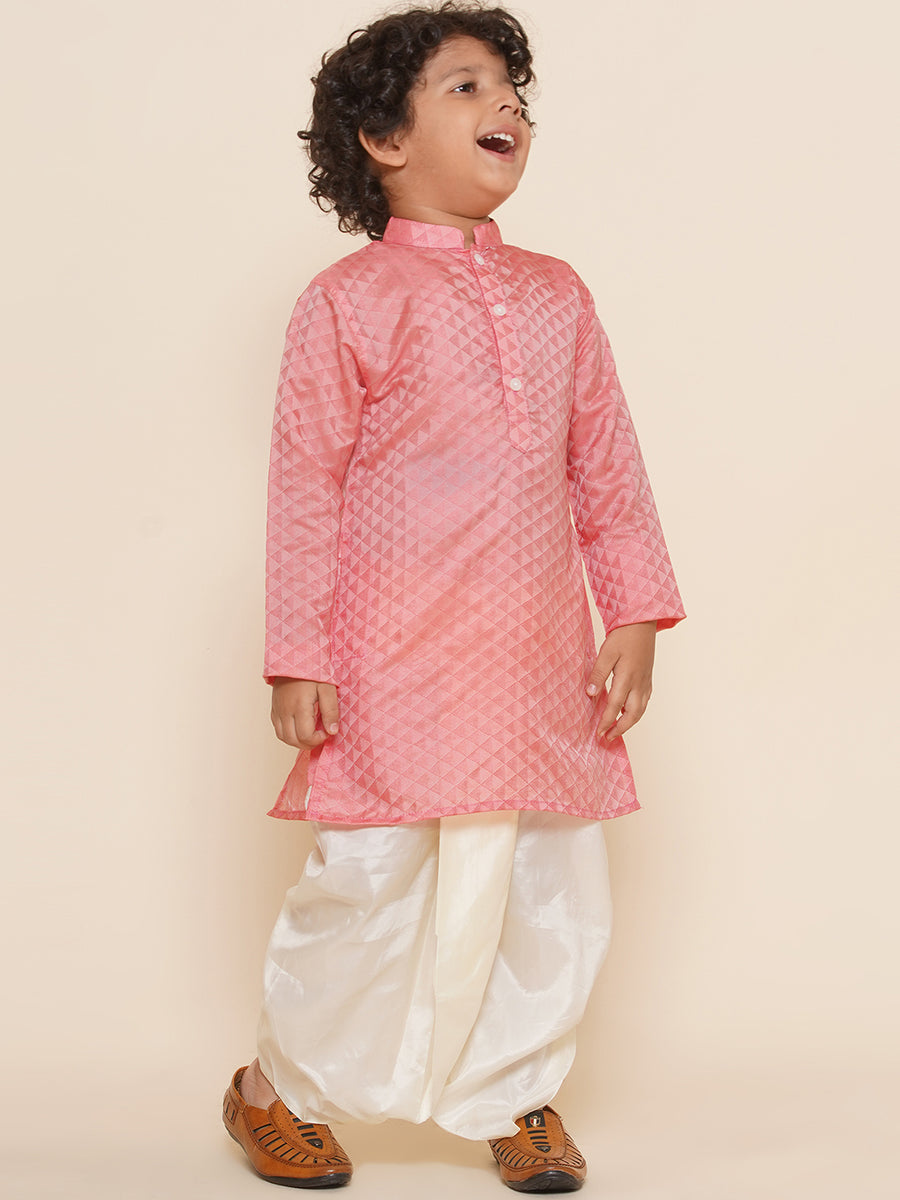 Boys Solid Colour Art Silk Kurta Dhoti Pant Set