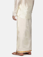 Men Art Silk Traditional Cream Colour Regular Dhoti