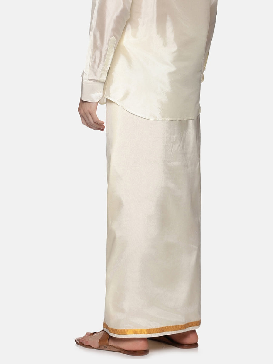 Men Art Silk Traditional Cream Colour Regular Dhoti