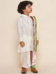 Sethukrishna Boys Printed Kurta and Dhotipant with Angavastram