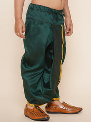 Boys Dark Green Colour Gold Border Dhotipant