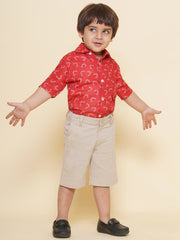 Boys Printed Christmas Red Shirts