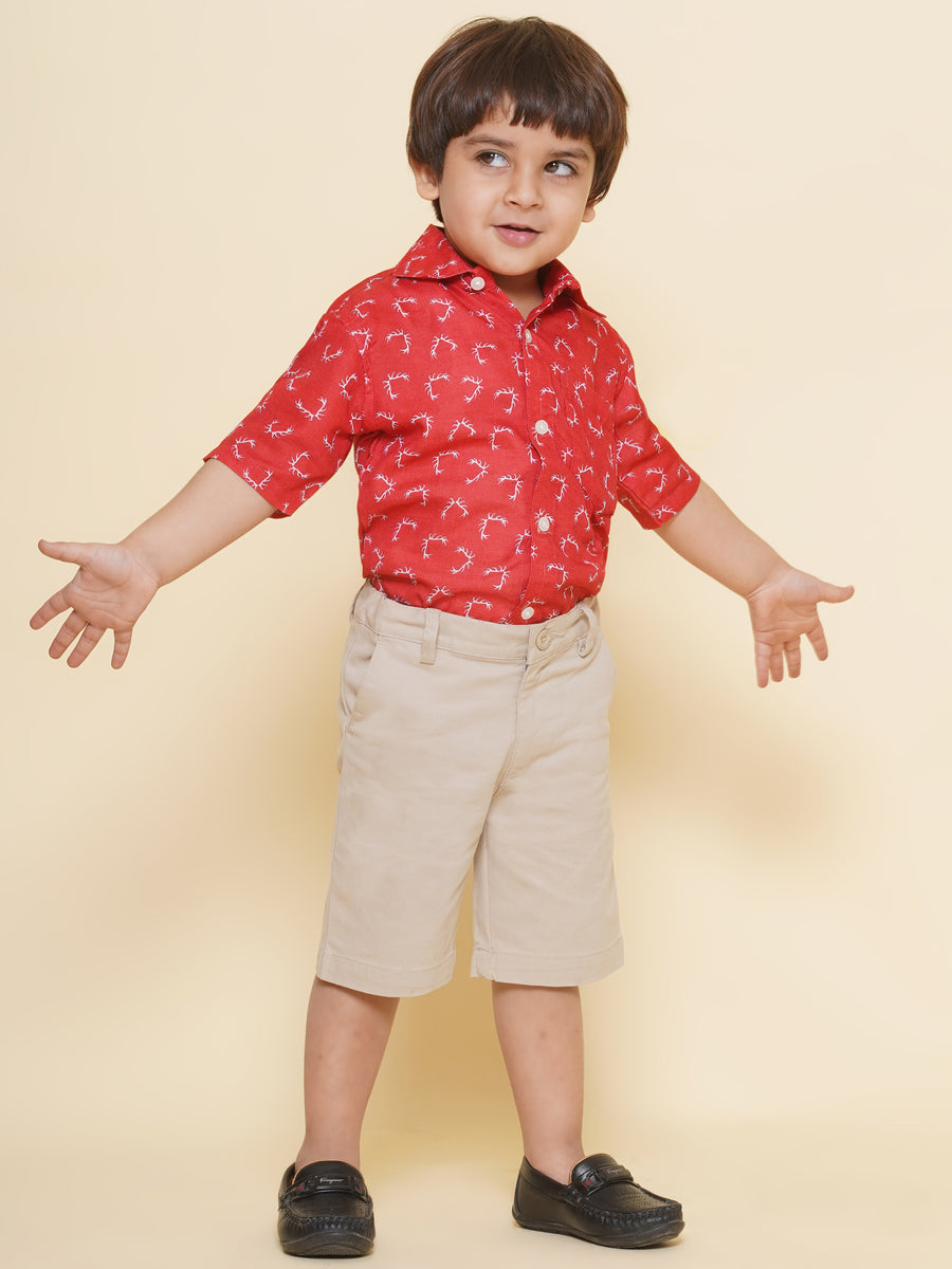 Boys Printed Christmas Red Shirts