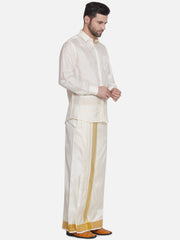 Sethukrishna Mens Self Design Shirt Dhoti set