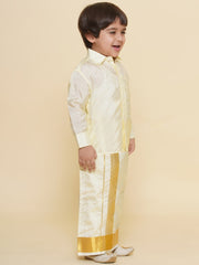 Sethukrishna Boys Solid Colour Self Design Shirt with Dhoti