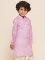 Boys Pink Colour Art Silk Kurta