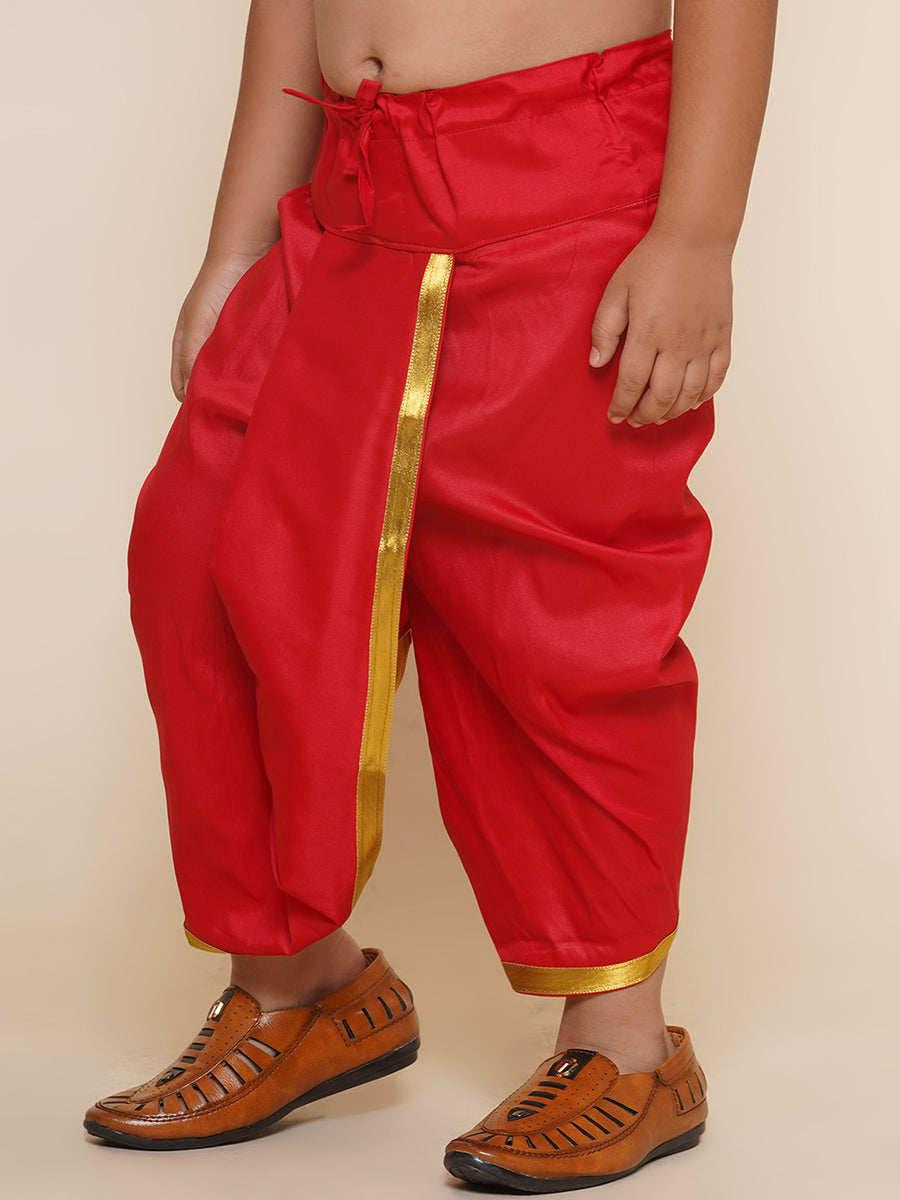 Boys Red Colour Gold Border Dhotipant