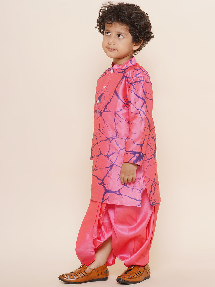 Boys Printed Kurta and Solid Dhotipant Set