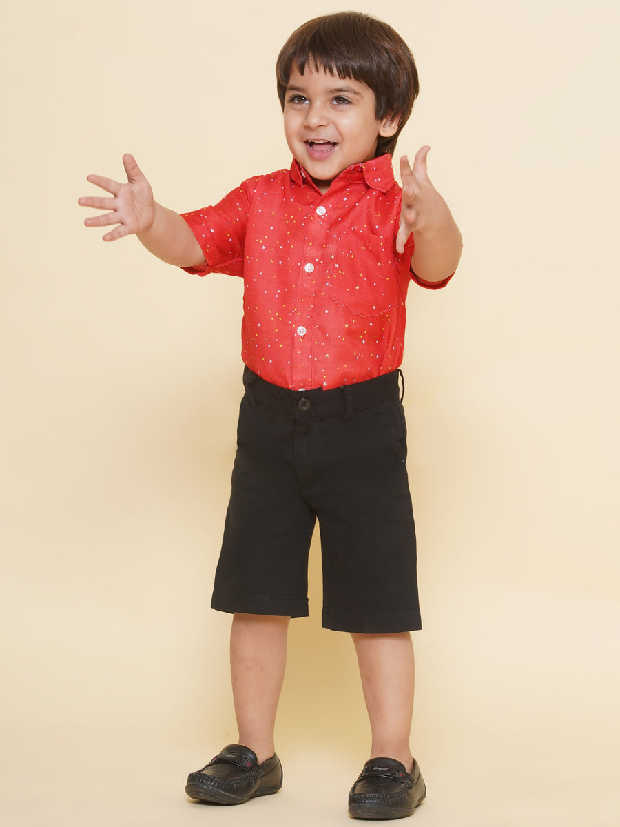 Boys Printed Christmas Red Shirts