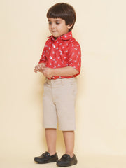 Boys Printed Christmas Red Shirts