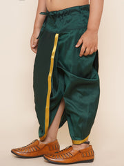 Boys Dark Green Colour Gold Border Dhotipant