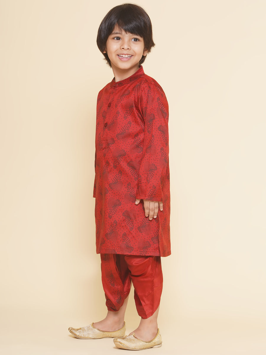 Boys Leaf Design Printed Kurta